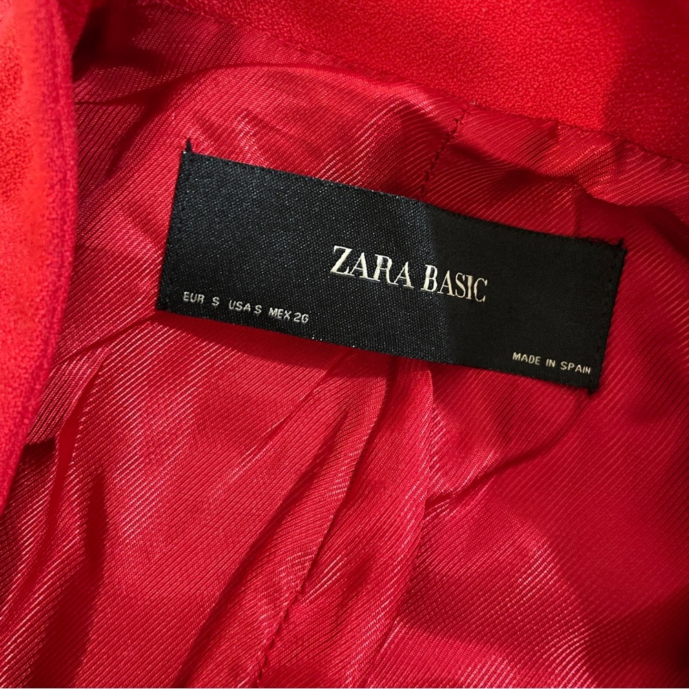 Zara Basic Poppy Red Snap Button Closure Long Bla… - image 3